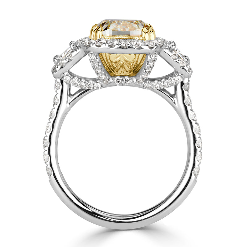 4.83ct Fancy Light Yellow Cushion Cut Diamond Engagement Ring
