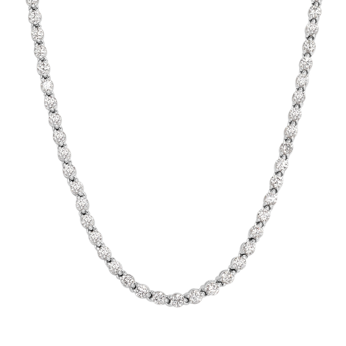 7.58ct Round Brilliant Cut Diamond Tennis Necklace in 18k White Gold
