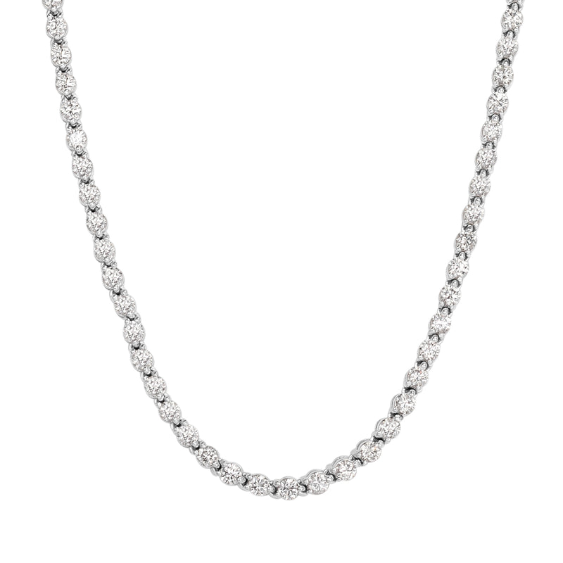 7.58ct Round Brilliant Cut Diamond Tennis Necklace in 18k White Gold