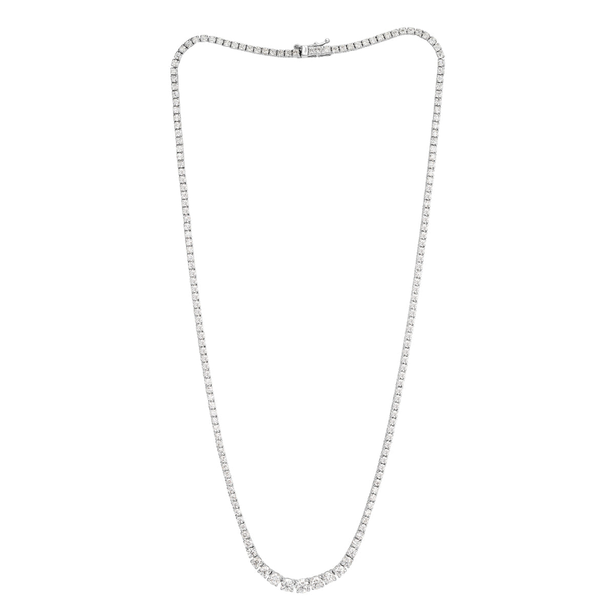 6.65ct Round Brilliant Cut Diamond Tennis Necklace in 18k White Gold in 16.5'