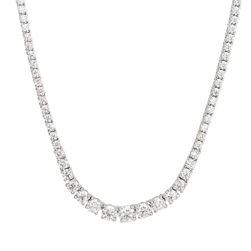 6.65ct Round Brilliant Cut Diamond Tennis Necklace in 18k White Gold