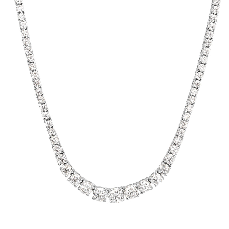 6.65ct Round Brilliant Cut Diamond Tennis Necklace in 18k White Gold in 16.5'