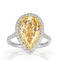 4.94ct Fancy Light Yellow Pear Shaped Diamond Engagement Ring