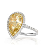 4.94ct Fancy Light Yellow Pear Shaped Diamond Engagement Ring