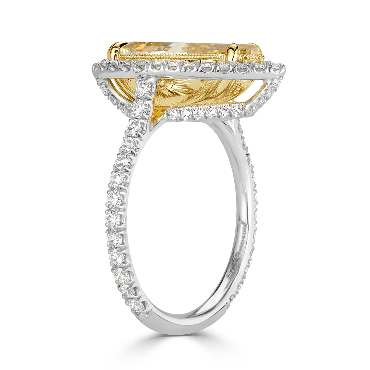 4.94ct Fancy Light Yellow Pear Shaped Diamond Engagement Ring