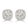 3.26ct Old Mine Cut Diamond Halo Stud Earrings