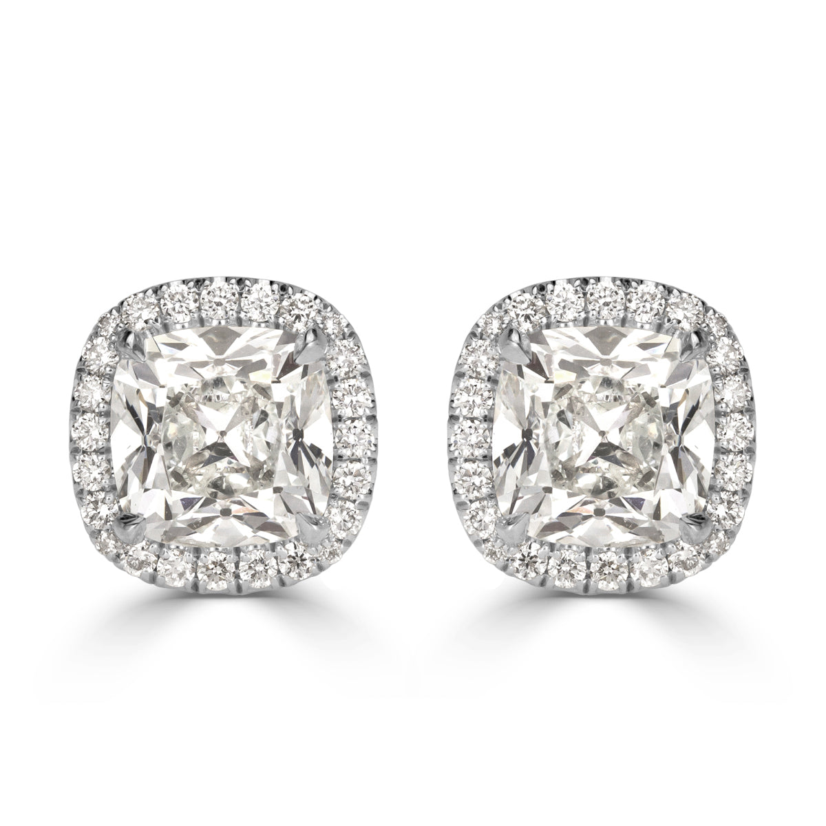 3.26ct Old Mine Cut Diamond Halo Stud Earrings