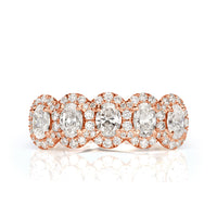 1.33ct Oval Cut Diamond Five-Stone Ring in 18k Rose Gold
