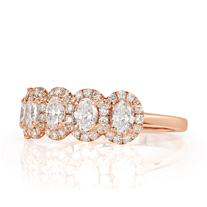 1.33ct Oval Cut Diamond Five-Stone Ring in 18k Rose Gold