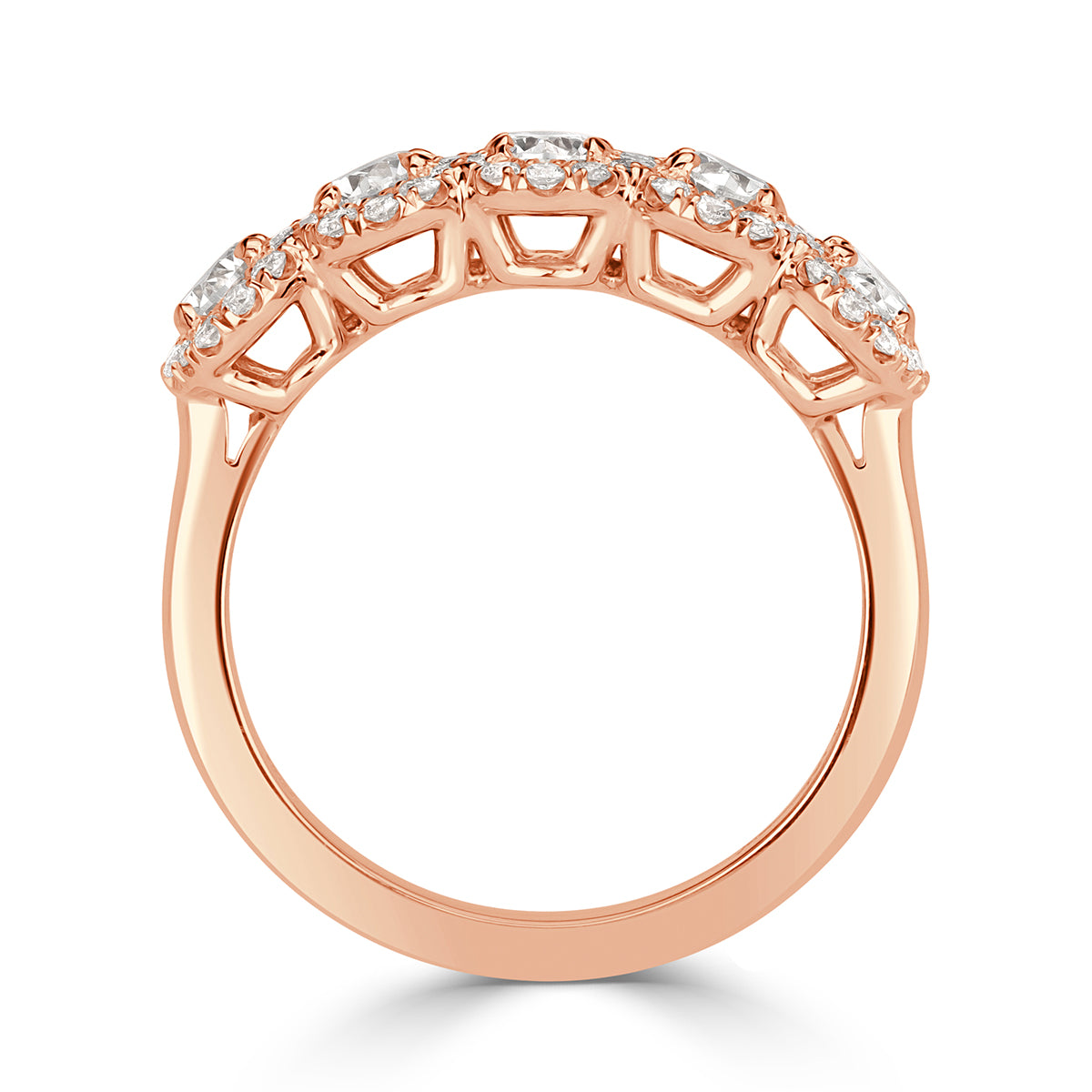 1.33ct Oval Cut Diamond Five-Stone Ring in 18k Rose Gold