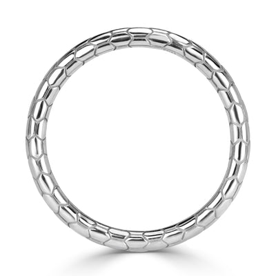 Scale Wedding Band in 18k White Gold