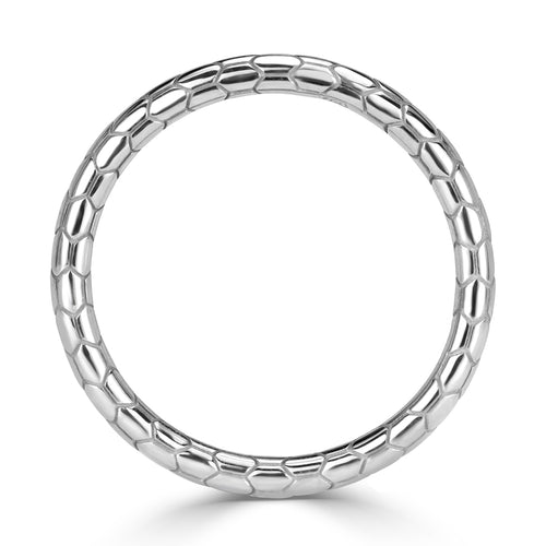 Scale Wedding Band in 18k White Gold