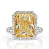 7.78ct Radiant Cut Light Yellow Diamond Engagement Ring