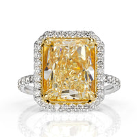 7.78ct Radiant Cut Light Yellow Diamond Engagement Ring