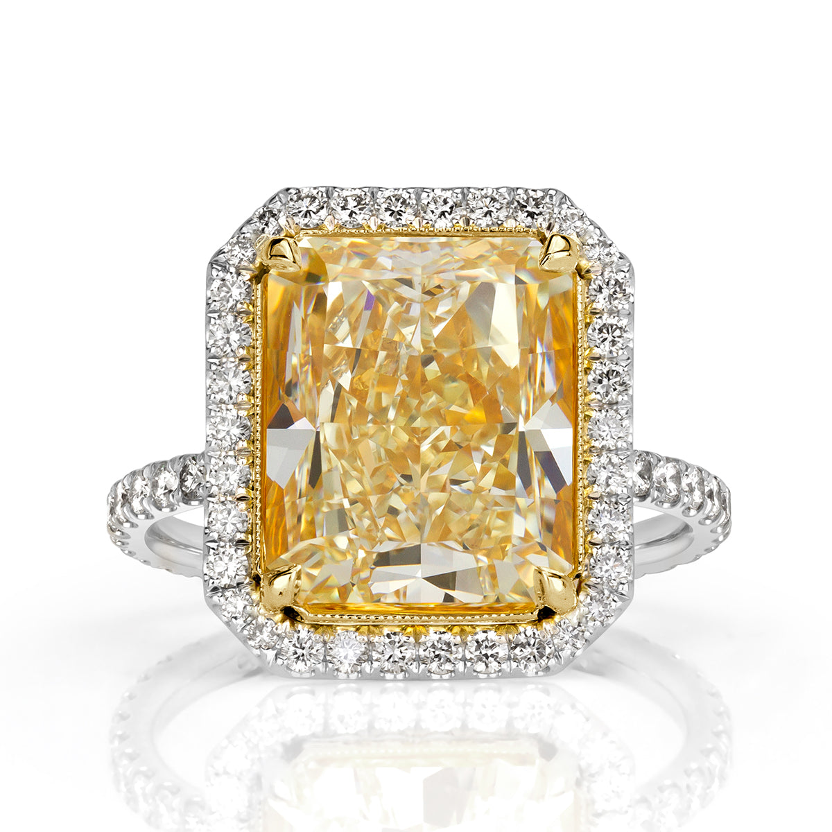 7.78ct Radiant Cut Light Yellow Diamond Engagement Ring