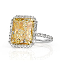 7.78ct Radiant Cut Light Yellow Diamond Engagement Ring
