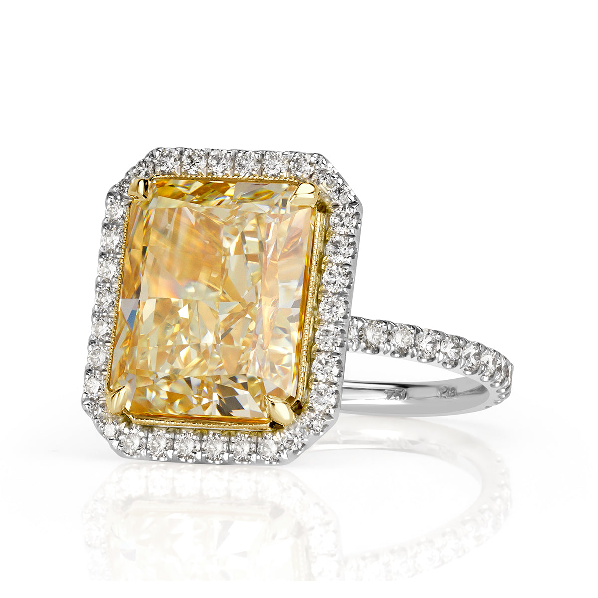 7.78ct Radiant Cut Light Yellow Diamond Engagement Ring