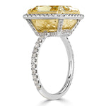 7.78ct Radiant Cut Light Yellow Diamond Engagement Ring
