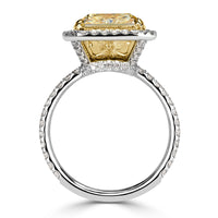 7.78ct Radiant Cut Light Yellow Diamond Engagement Ring