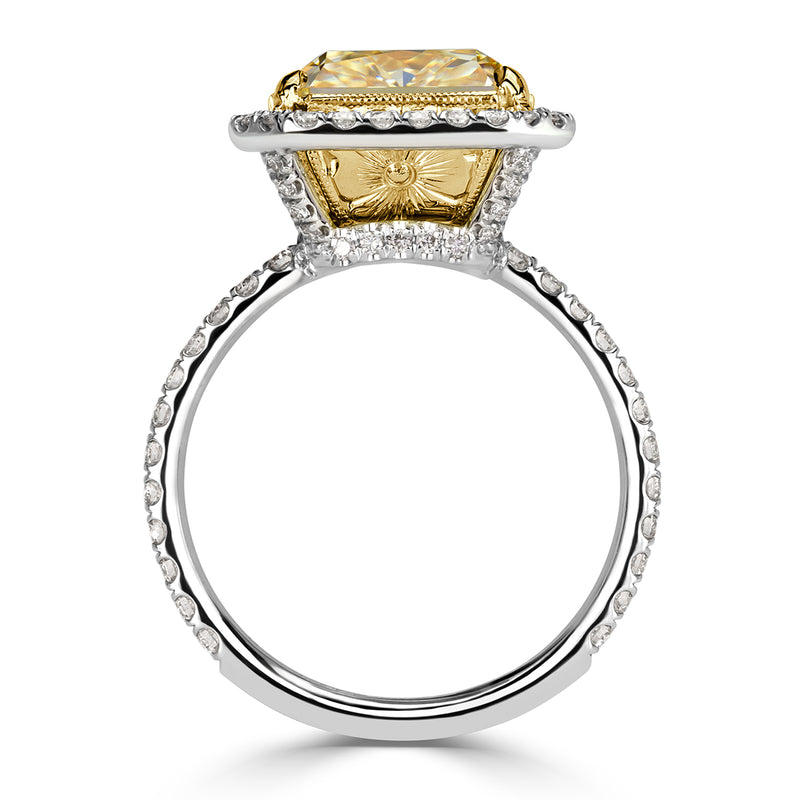 7.78ct Radiant Cut Light Yellow Diamond Engagement Ring