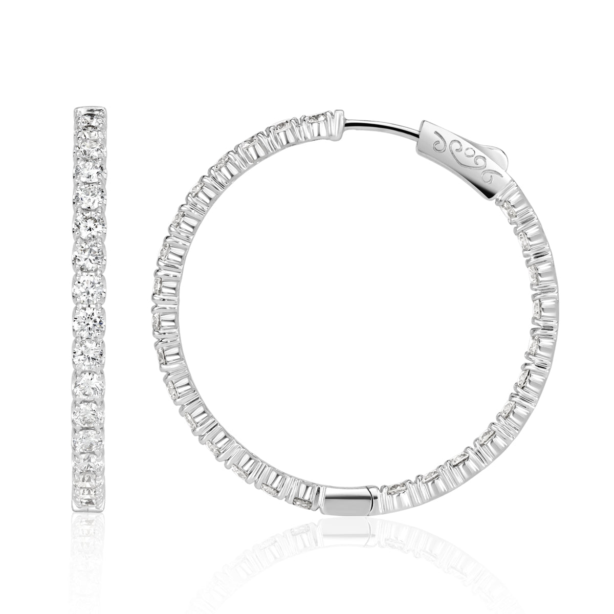 5.46ct Round Brilliant Cut Diamond Hoop Earrings in 1.25'