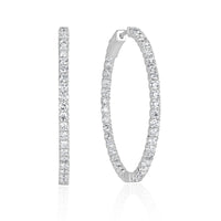 2.73ct Round Brilliant Cut Diamond Hoop Earrings in 1.25'
