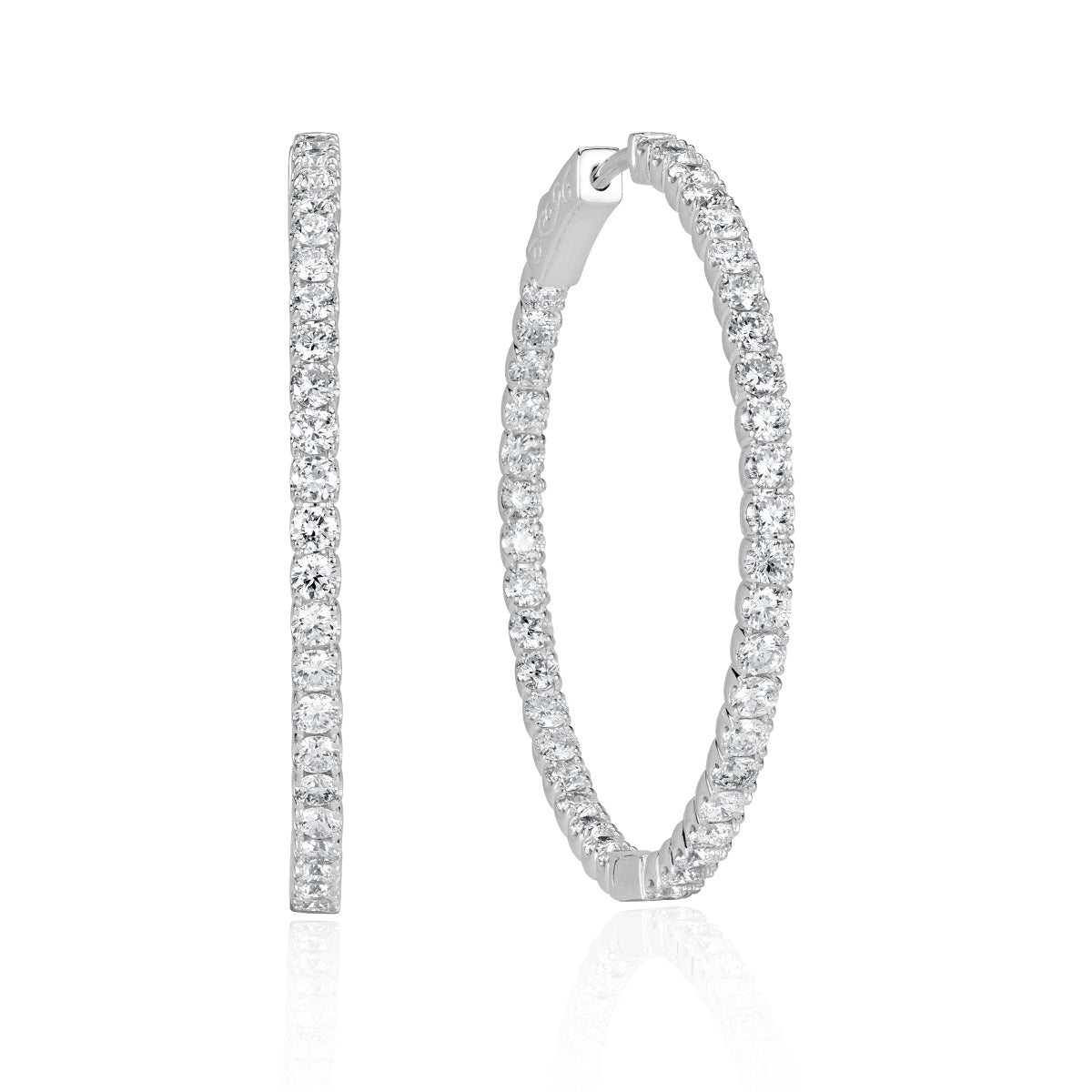 2.73ct Round Brilliant Cut Diamond Hoop Earrings in 1.25'