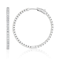 2.73ct Round Brilliant Cut Diamond Hoop Earrings in 1.25'