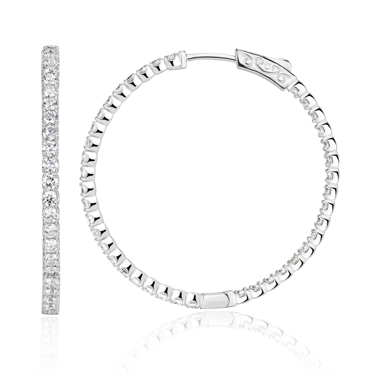 2.73ct Round Brilliant Cut Diamond Hoop Earrings in 1.25'