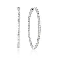 2.24ct Round Brilliant Cut Diamond Hoop Earrings in 1.5'
