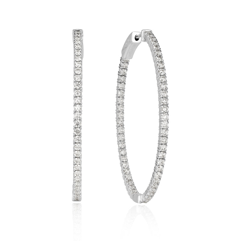 2.24ct Round Brilliant Cut Diamond Hoop Earrings in 1.5'