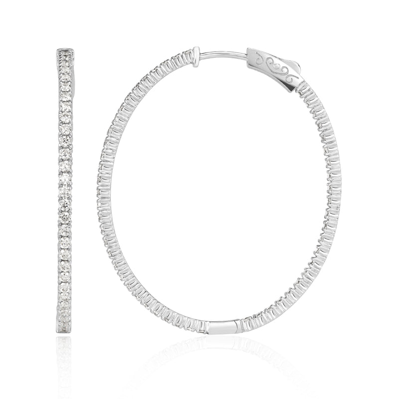 2.24ct Round Brilliant Cut Diamond Hoop Earrings