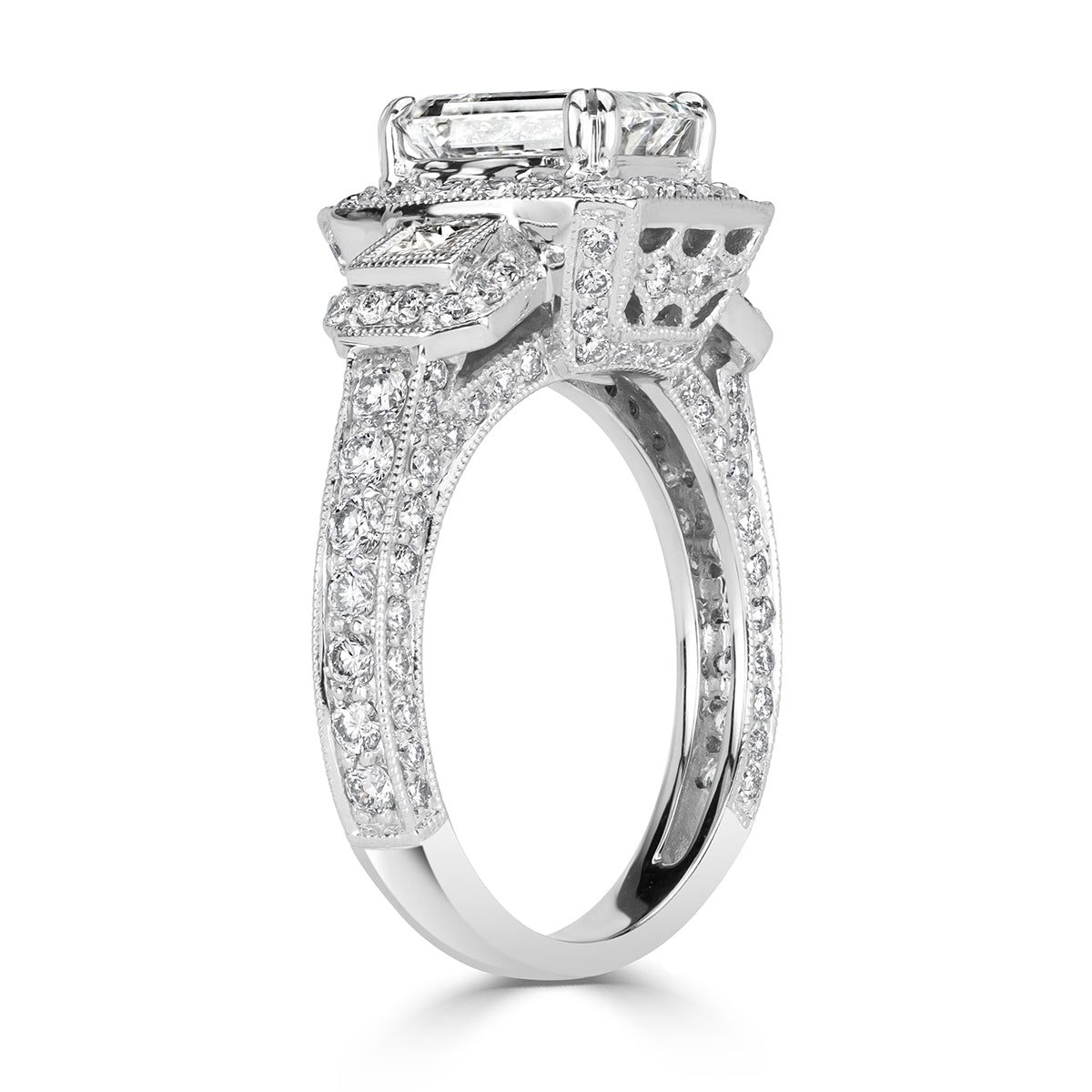 3.75ct Emerald Cut Diamond Engagement Ring