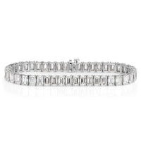 22.36ct Emerald Cut Diamond Tennis Bracelet in 18k White Gold in 7'
