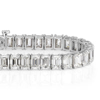 22.36ct Emerald Cut Diamond Tennis Bracelet in 18k White Gold in 7'