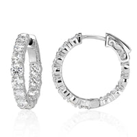 3.88ct Round Brilliant Cut Diamond Hoop Earrings 0.75”