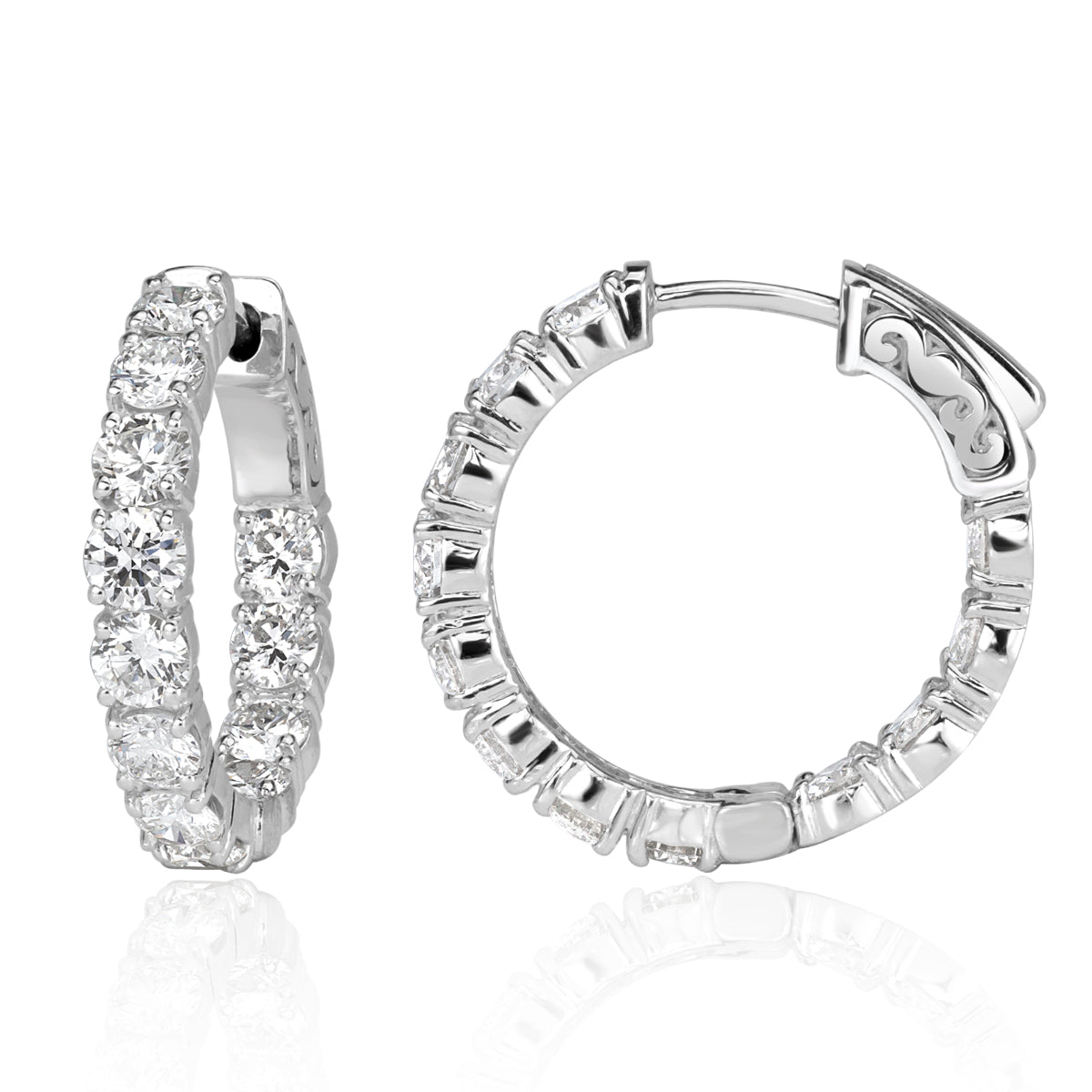 3.88ct Round Brilliant Cut Diamond Hoop Earrings 0.75”