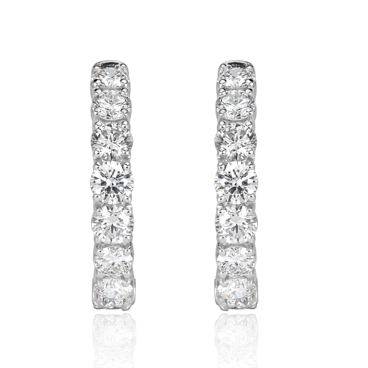 3.88ct Round Brilliant Cut Diamond Hoop Earrings