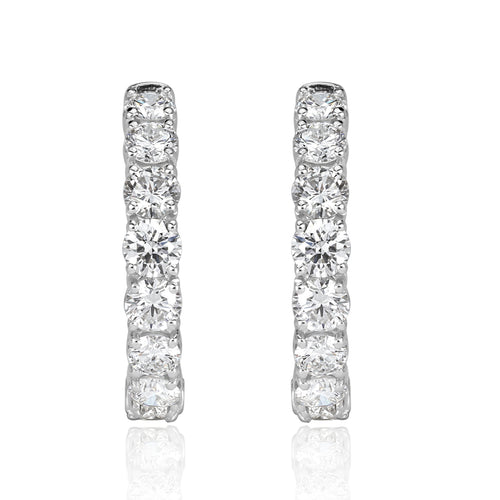 3.88ct Round Brilliant Cut Diamond Hoop Earrings 0.75”