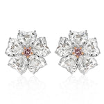 10.64ct Heart Shaped Diamond Earrings with Pink Diamond Centers