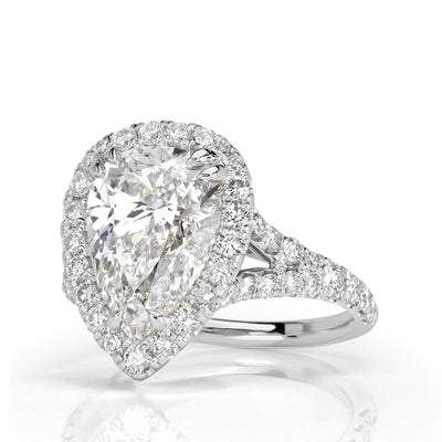 4.60ct Pear Shaped Diamond Engagement Ring