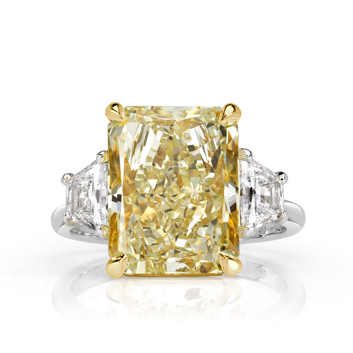 8.80ct Radiant Cut Fancy Light Yellow Diamond Engagement Ring