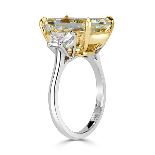 8.80ct Radiant Cut Fancy Light Yellow Diamond Engagement Ring