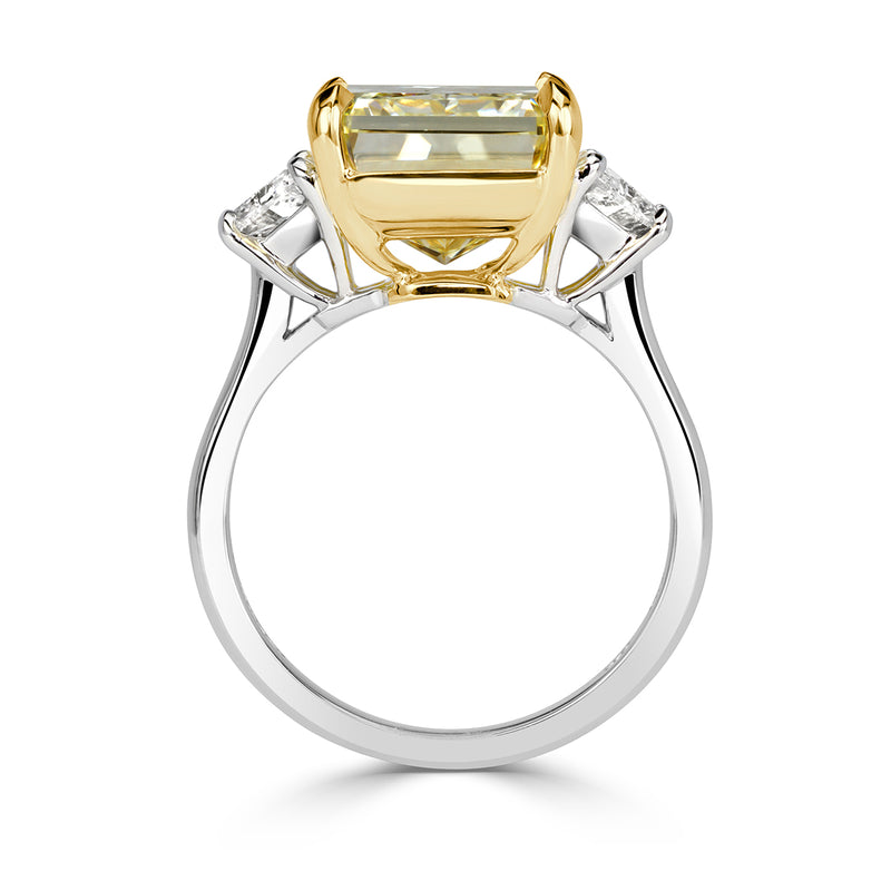 8.80ct Radiant Cut Fancy Light Yellow Diamond Engagement Ring