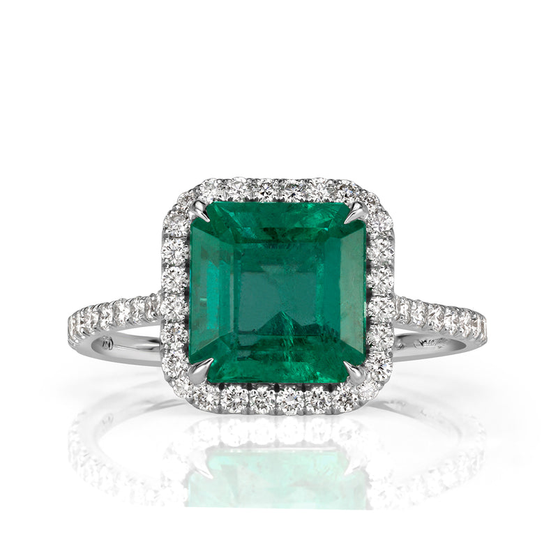 3.24ct Emerald Cut Emerald Engagement Ring