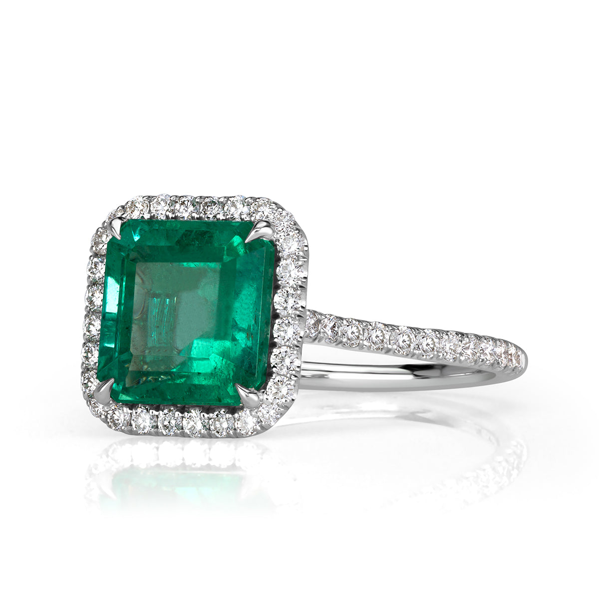 3.24ct Emerald Cut Emerald Engagement Ring