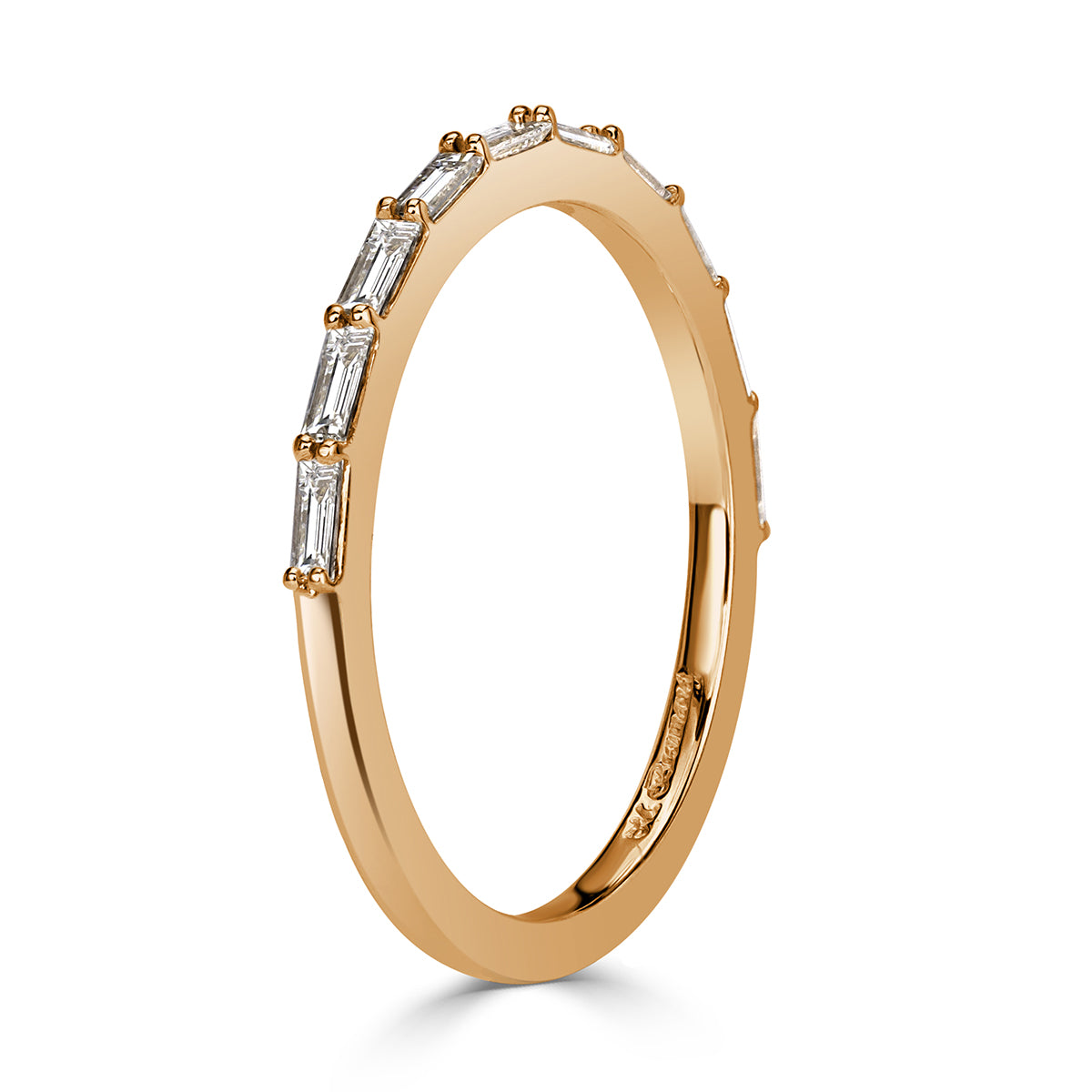 0.40ct Baguette Cut Diamond Wedding Band in 18k Champagne Yellow Gold