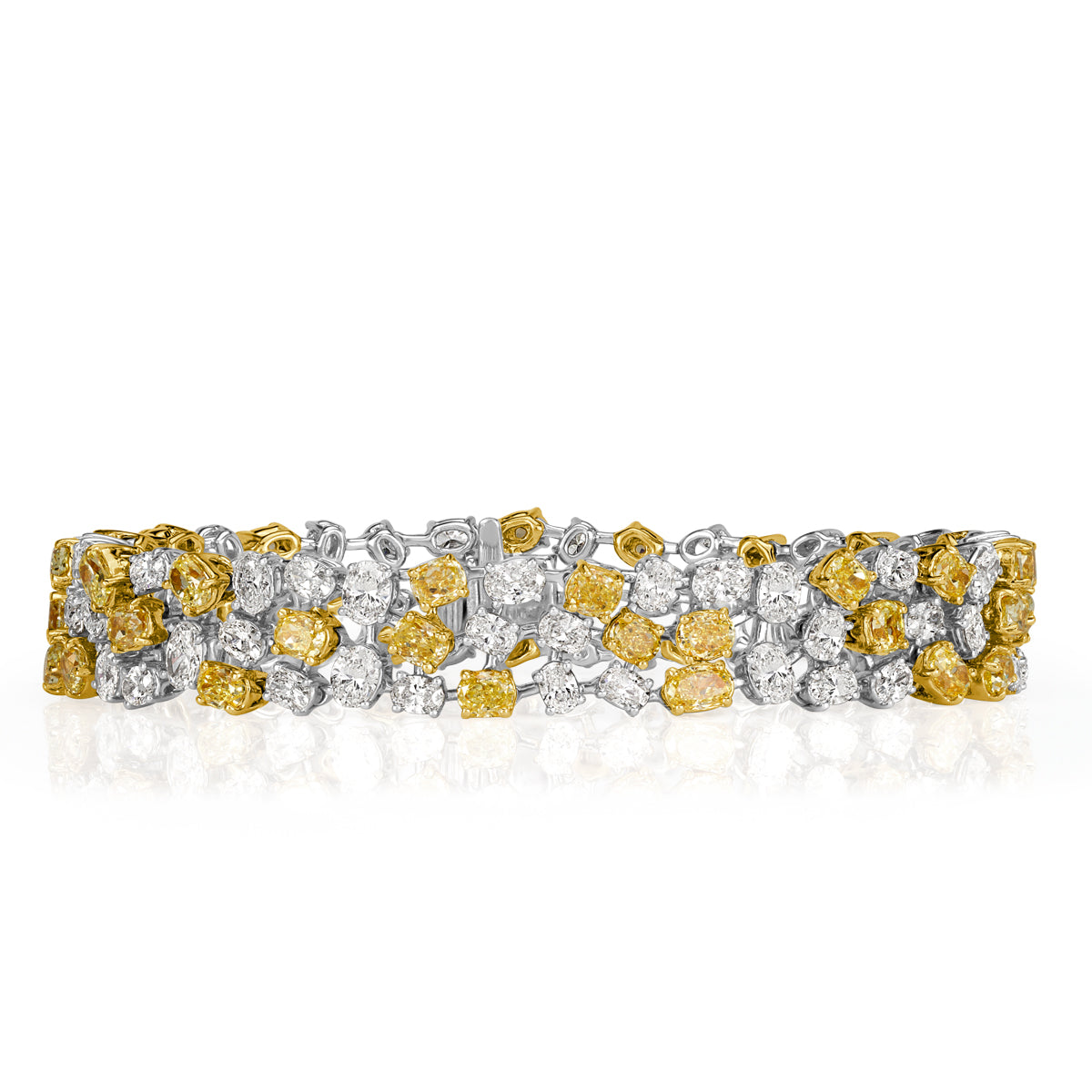 14.21ct Oval Cut Fancy Yellow and White Diamond Bracelet