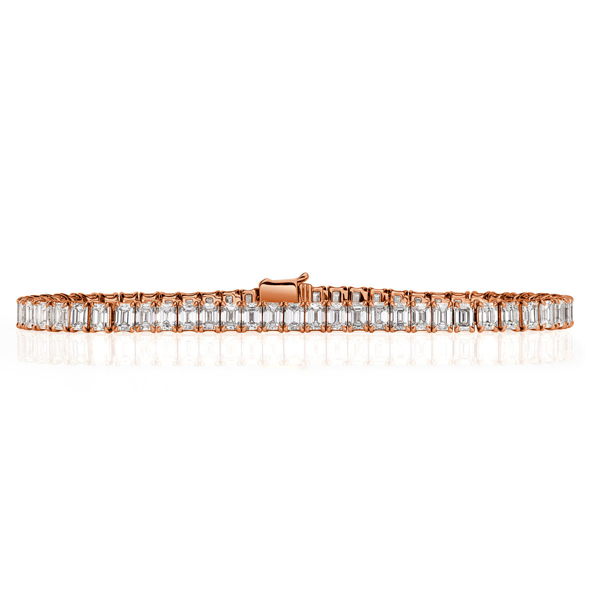 8.89ct Emerald Cut Diamond Tennis Bracelet in 18k Rose Gold in 6.5'