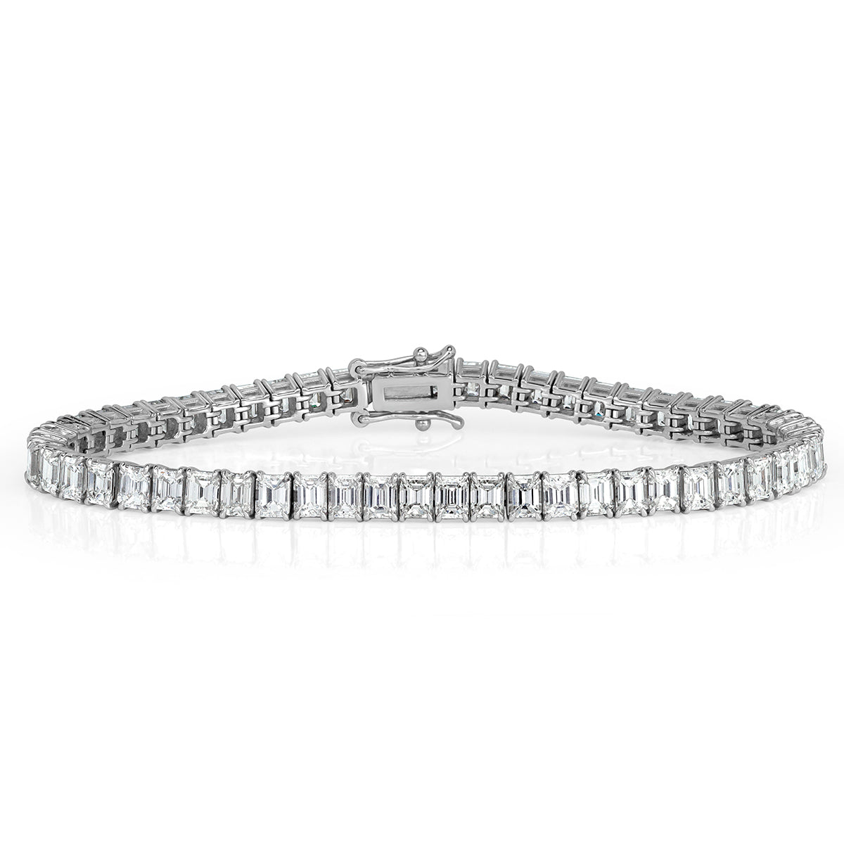 6.67ct Emerald Cut Diamond Tennis Bracelet in 18k White Gold in 6.5'